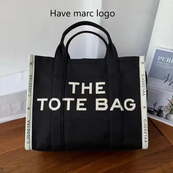 Роскошные дизайнерские женские сумки через плечо Marc, холщовая сумка-тоут на молнии, черные женские сумки через плечо, большие белые сумки для покупок, кошельки