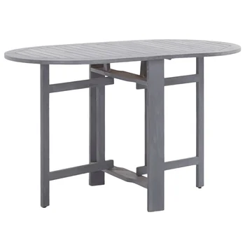 Садовый стол Складной стол из массива акации овальный обеденный стол серый 120x70x74 см