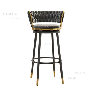 Скандинавские роскошные барные стулья Роскошный Вращающийся высокий табурет для домашней кухни Дизайнерский стул для ресторана с высокой спинкой Современная барная мебель A B