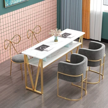 Современные маникюрные столы из кованого железа для коммерческой мебели маникюрный стол Креативный дизайн Маникюрный магазин Simplicity Nail Station Z