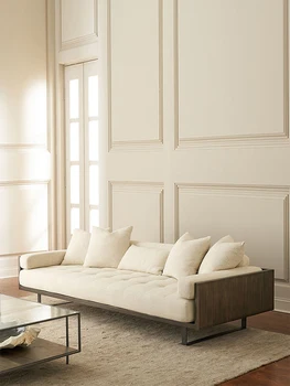 Современный тканевый диван для гостиной, небольшая квартира для двух или трех человек, ретро-мебель из массива американского ореха, подержанная мебель