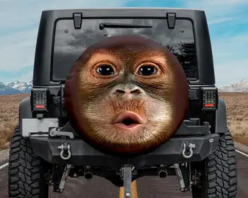 Чехол для запасного колеса джипа со смешным лицом обезьяны, Чехол для запасного колеса обезьяны, Забавные подарки для обезьяны, Резервная камера или нет, Повсюду напечатаны,