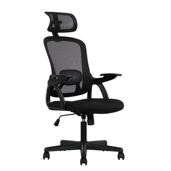 Эргономичное офисное кресло с регулируемым подголовником, черная ткань, грузоподъемность 275 фунтов