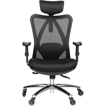 Эргономичный офисный стул - Регулируемый рабочий стул с поясничной поддержкой и роликовыми коньками, стулья с высокой спинкой из дышащей сетки