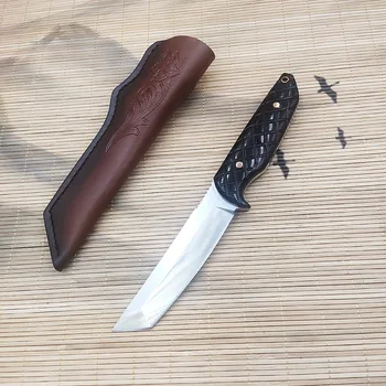 Японский открытый нож VG10 Tanto с фиксированным лезвием для спасения в джунглях, кемпинга, самообороны, тактический инструмент EDC в кожаных ножнах